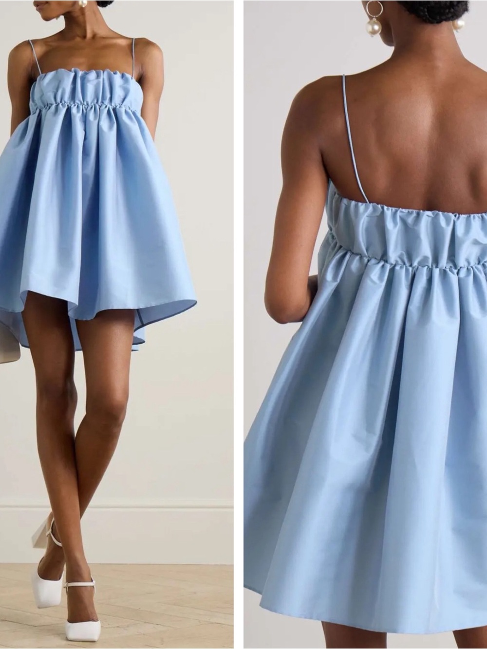 BERNADETTE Birgit Taffeta Babydoll Blue Mini Dress Size 6